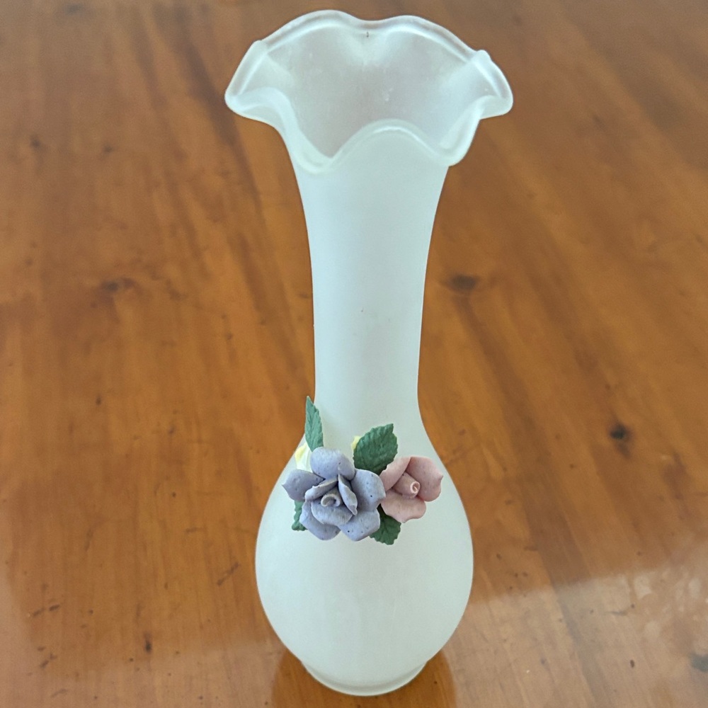 Elegant White Vase with Floral Accents
